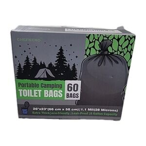 Portable Camping Toilet Waste Bags 60 Bags 26"X23", 8 GALLON CAPACITY ECO FRIEND